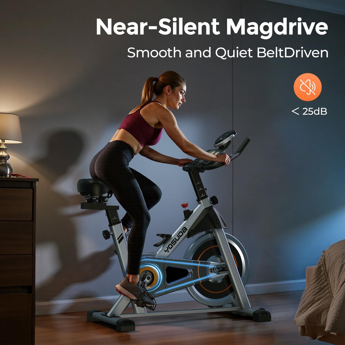 YOSUDA Exercise Bike – Brake Pad Stationary Bike for Home & App - FitLife - WellnessOasis