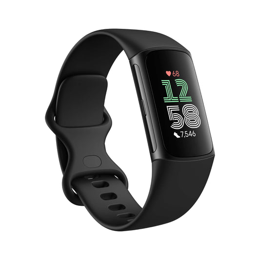 Fitbit Charge 6 Fitness Tracker with Google apps, Heart Rate on Exercise Equipment, 6 - Months Premium Membership Included, GPS, Health Tools and More, Obsidian/Black, One Size (S & L Bands Included) - FitLife - WellnessOasis
