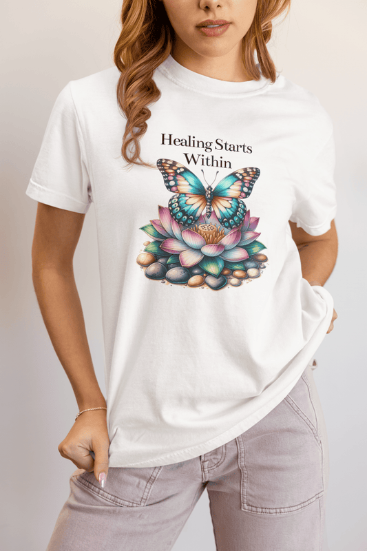 Healing Starts Within Butterfly T-shirt - FitLife - WellnessOasis