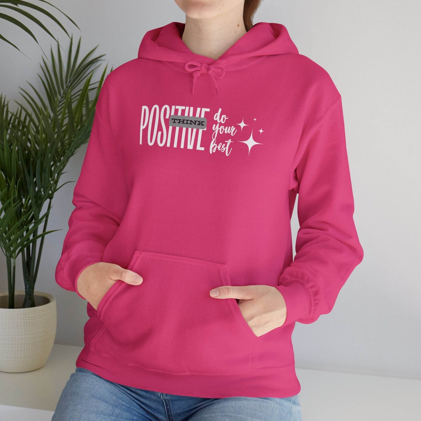 Hooded Sweatshirt Think Positive - FitLife - WellnessOasis