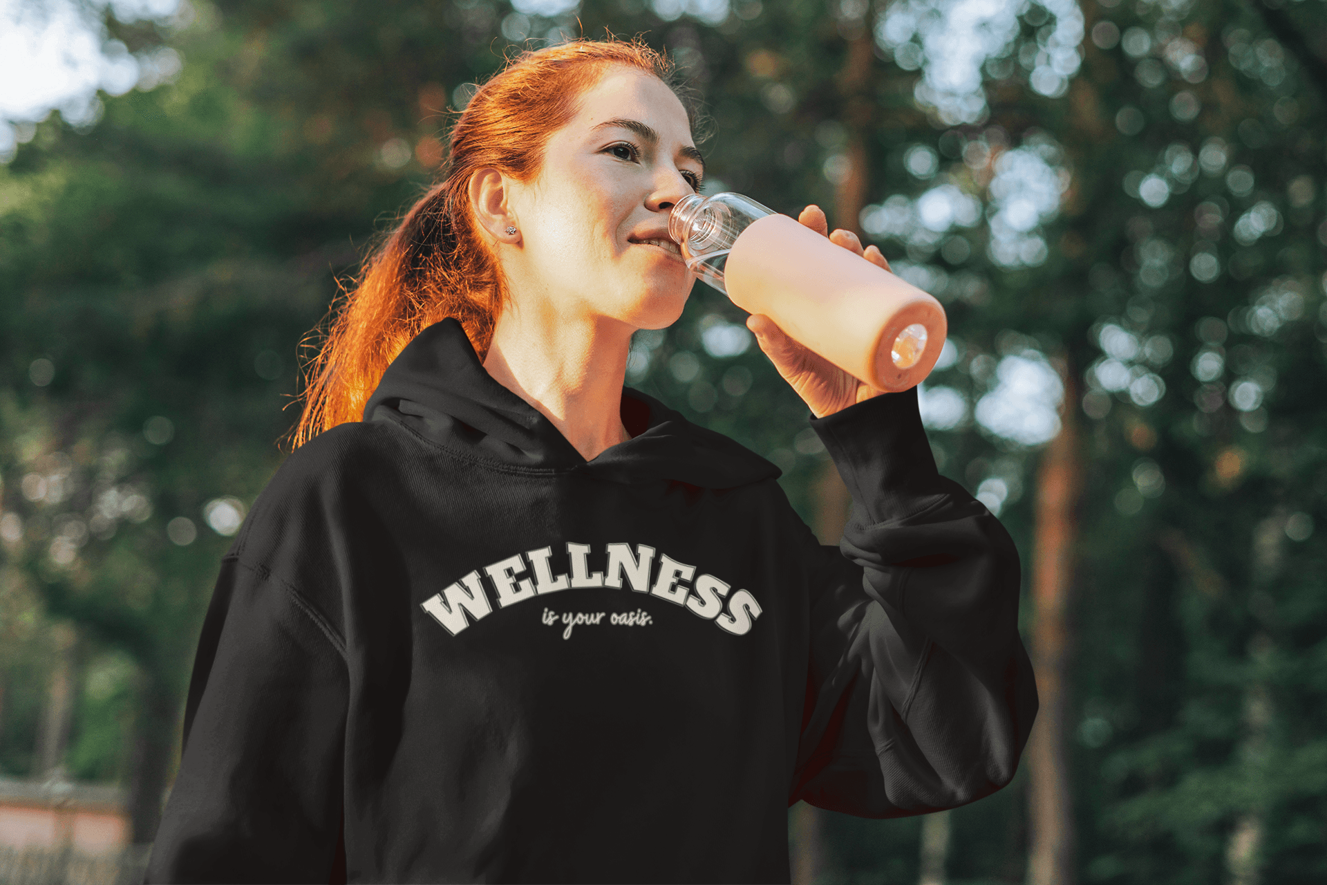 Hooded Sweatshirt with WELLNESS is your oasis - FitLife - WellnessOasis