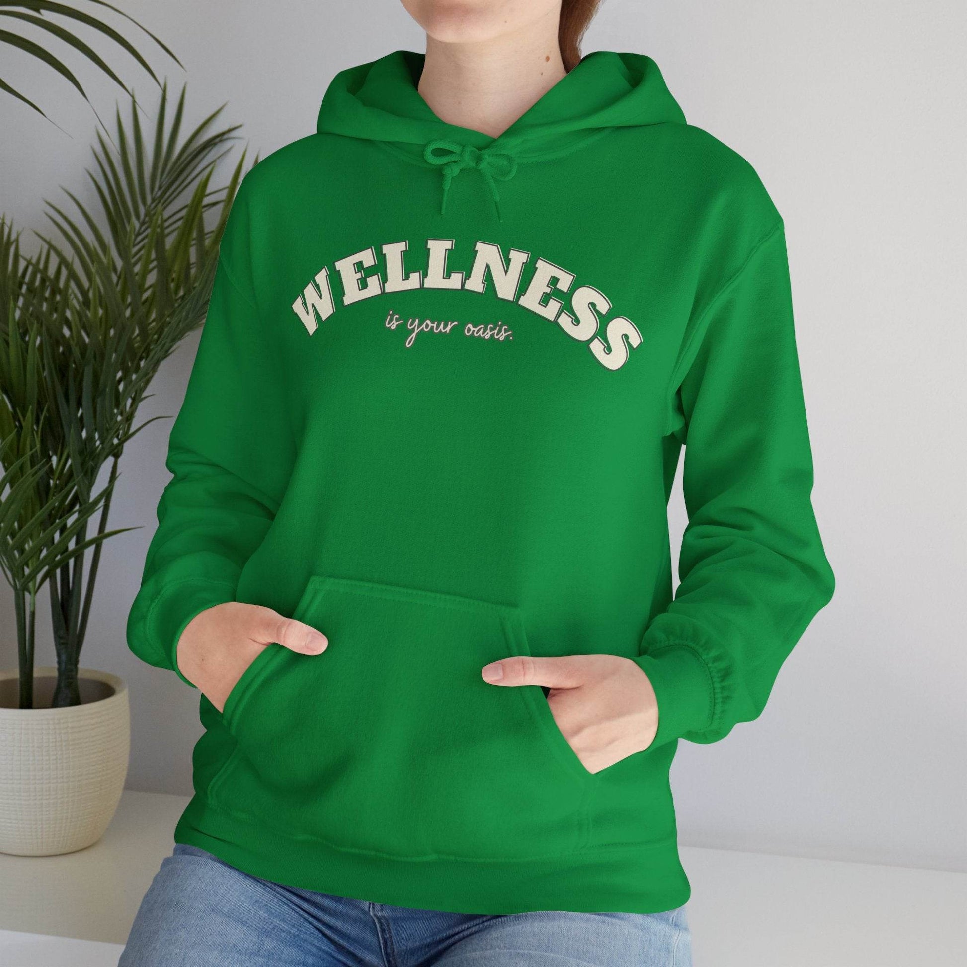 Hooded Sweatshirt with WELLNESS is your oasis - FitLife - WellnessOasis