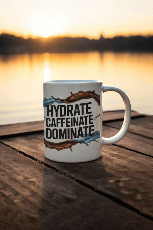Hydrate, Caffeinate, Dominate - Motivational Ceramic Coffee Mug - FitLife - WellnessOasis