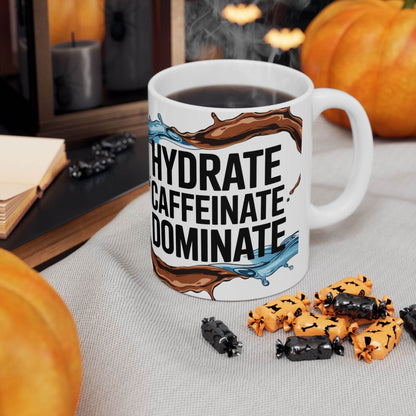Hydrate, Caffeinate, Dominate - Motivational Ceramic Coffee Mug - FitLife - WellnessOasis
