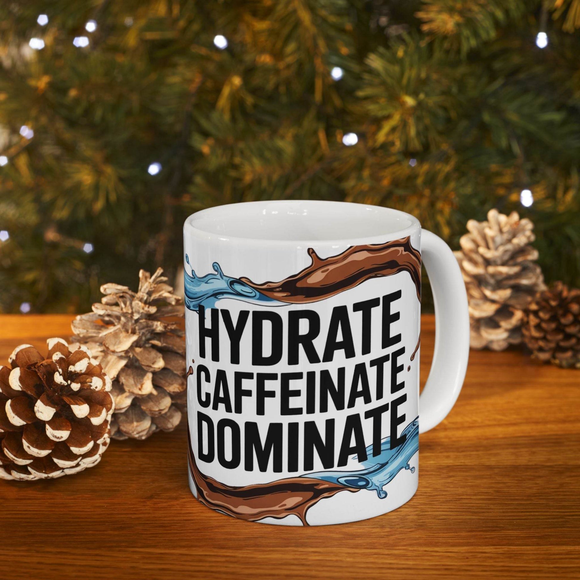 Hydrate, Caffeinate, Dominate - Motivational Ceramic Coffee Mug - FitLife - WellnessOasis