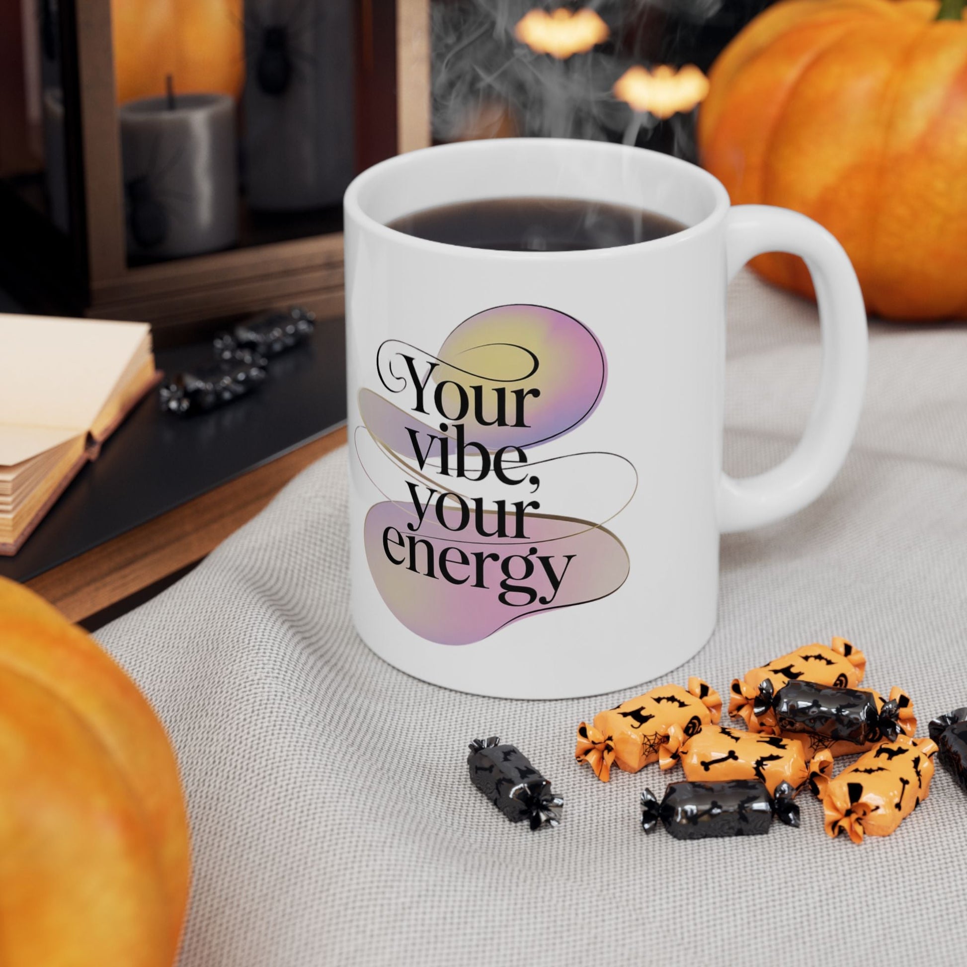 Inspirational Ceramic Mug - Your Vibe, Your Energy - FitLife - WellnessOasis