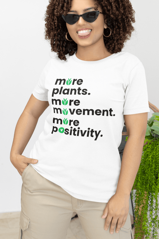 More Plants More Movement T-Shirt – Wellness & Positive Vibes Tee - FitLife - WellnessOasis