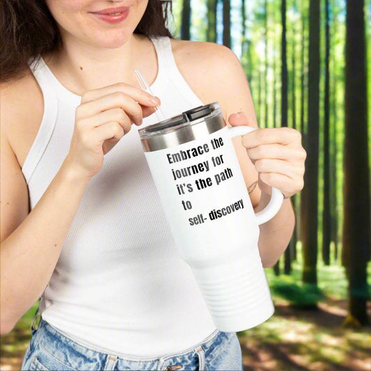 Motivational Insulated Travel Mug - 40oz Embrace the Journey - FitLife - WellnessOasis