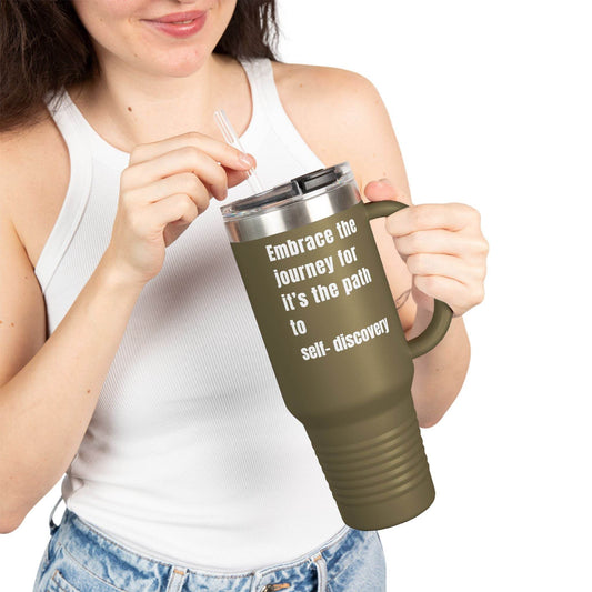 Motivational Insulated Travel Mug - 40oz Embrace the Journey - FitLife - WellnessOasis
