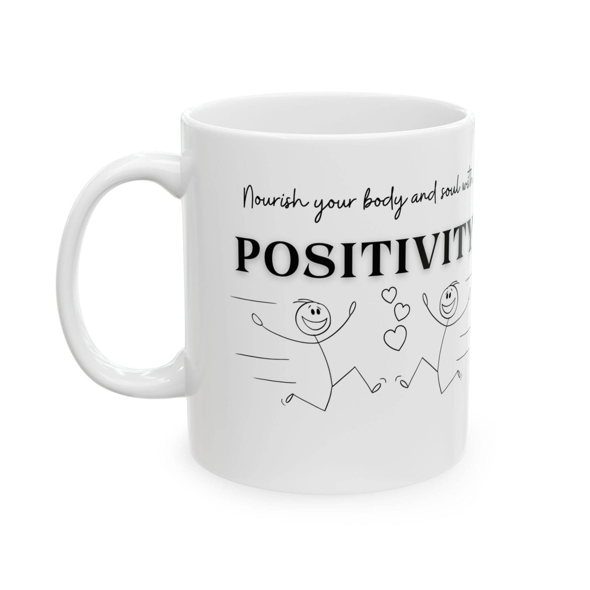 Mug - Positive Quote with Happy Drawing Elements - FitLife - WellnessOasis