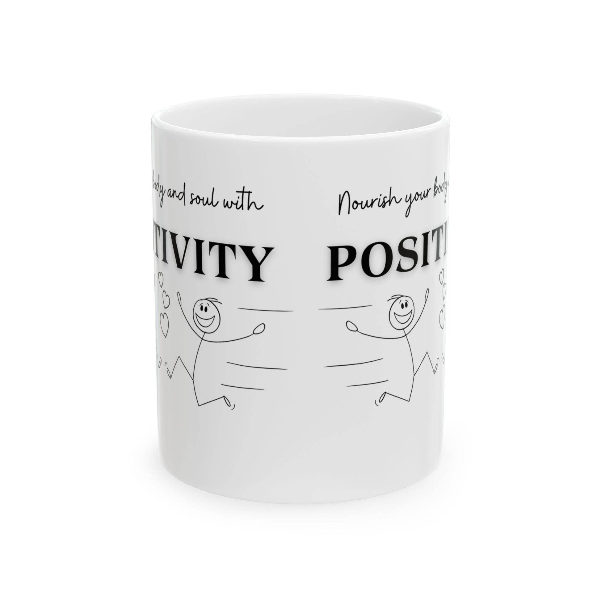 Mug - Positive Quote with Happy Drawing Elements - FitLife - WellnessOasis