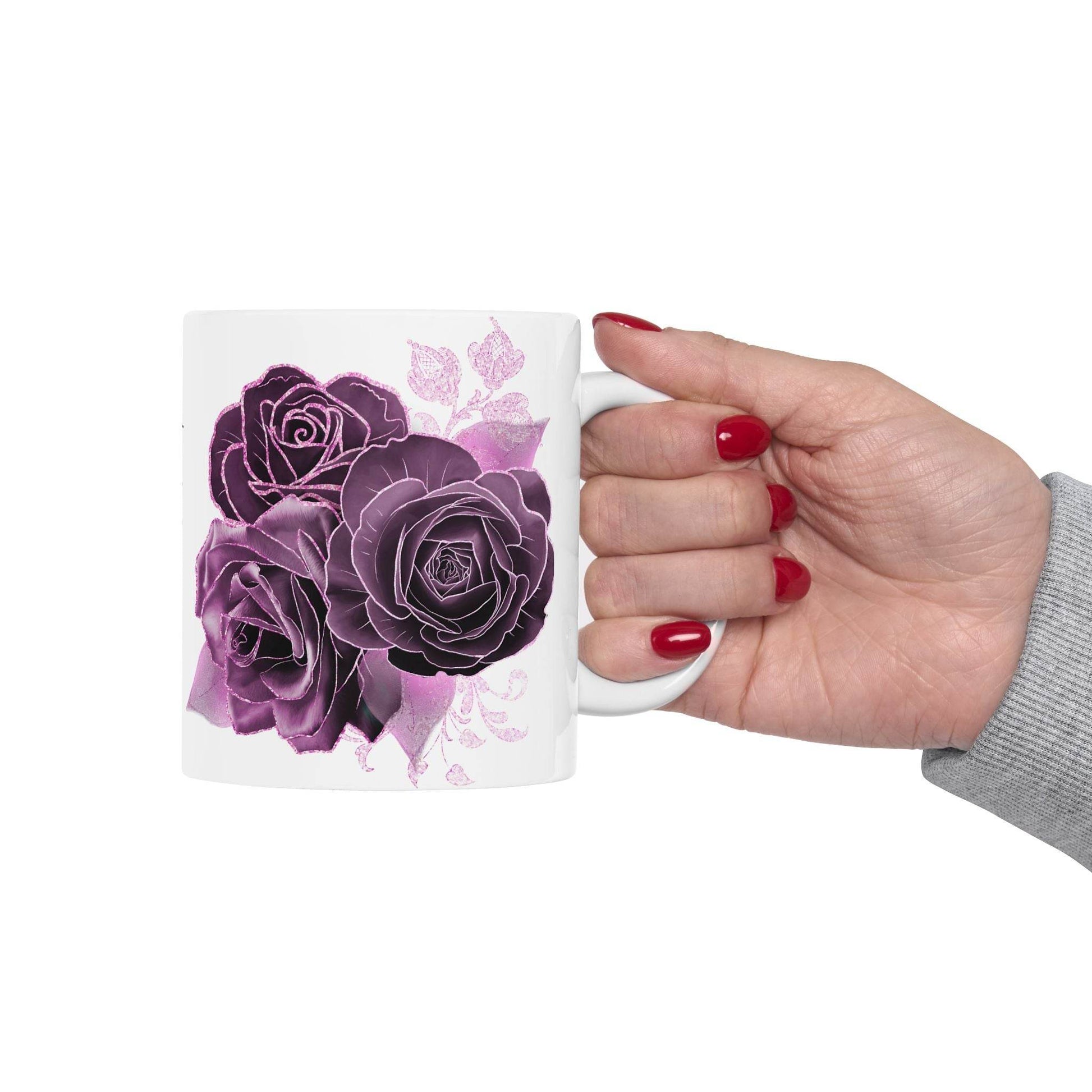 Mug with Purple Rose Design & Dream Big Sip Often - FitLife - WellnessOasis