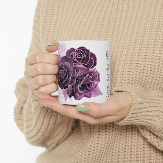 Mug with Purple Rose Design & Dream Big Sip Often - FitLife - WellnessOasis