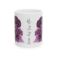 Mug with Purple Rose Design & Dream Big Sip Often - FitLife - WellnessOasis