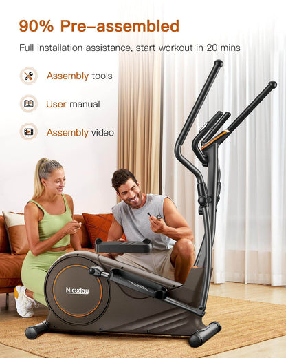 Niceday Elliptical Machine, Elliptical Trainer for Home with Hyper - Quiet Magnetic Driving System, 16 Resistance Levels, 15.5IN Stride, 400LBS Weight Capacity - FitLife - WellnessOasis