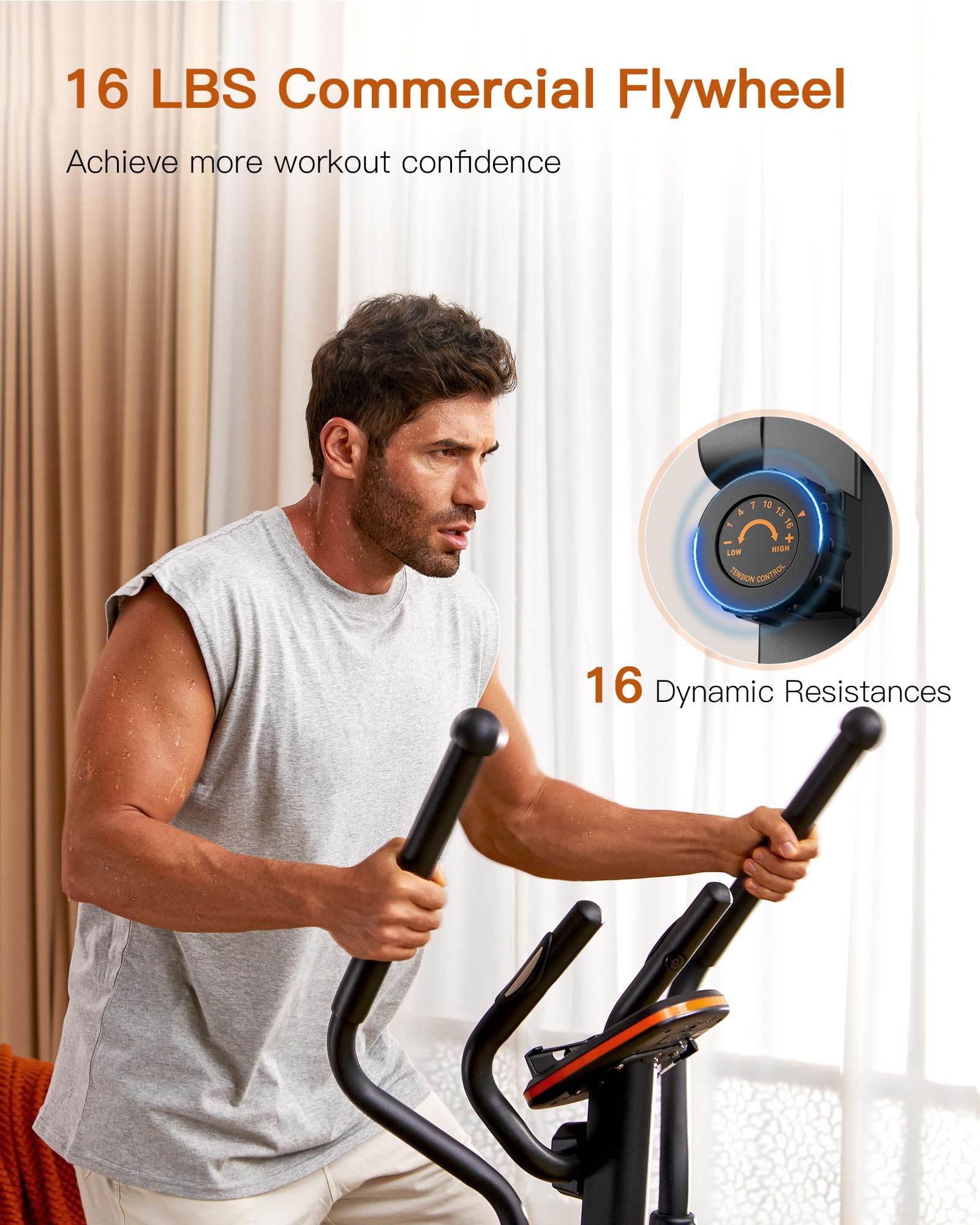 Niceday Elliptical Machine, Elliptical Trainer for Home with Hyper - Quiet Magnetic Driving System, 16 Resistance Levels, 15.5IN Stride, 400LBS Weight Capacity - FitLife - WellnessOasis
