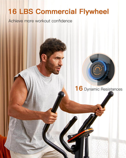 Niceday Elliptical Machine, Elliptical Trainer for Home with Hyper - Quiet Magnetic Driving System, 16 Resistance Levels, 15.5IN Stride, 400LBS Weight Capacity - FitLife - WellnessOasis