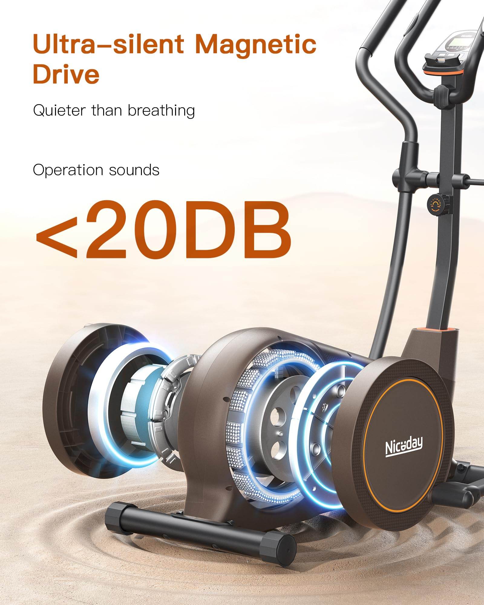 Niceday Elliptical Machine, Elliptical Trainer for Home with Hyper - Quiet Magnetic Driving System, 16 Resistance Levels, 15.5IN Stride, 400LBS Weight Capacity - FitLife - WellnessOasis