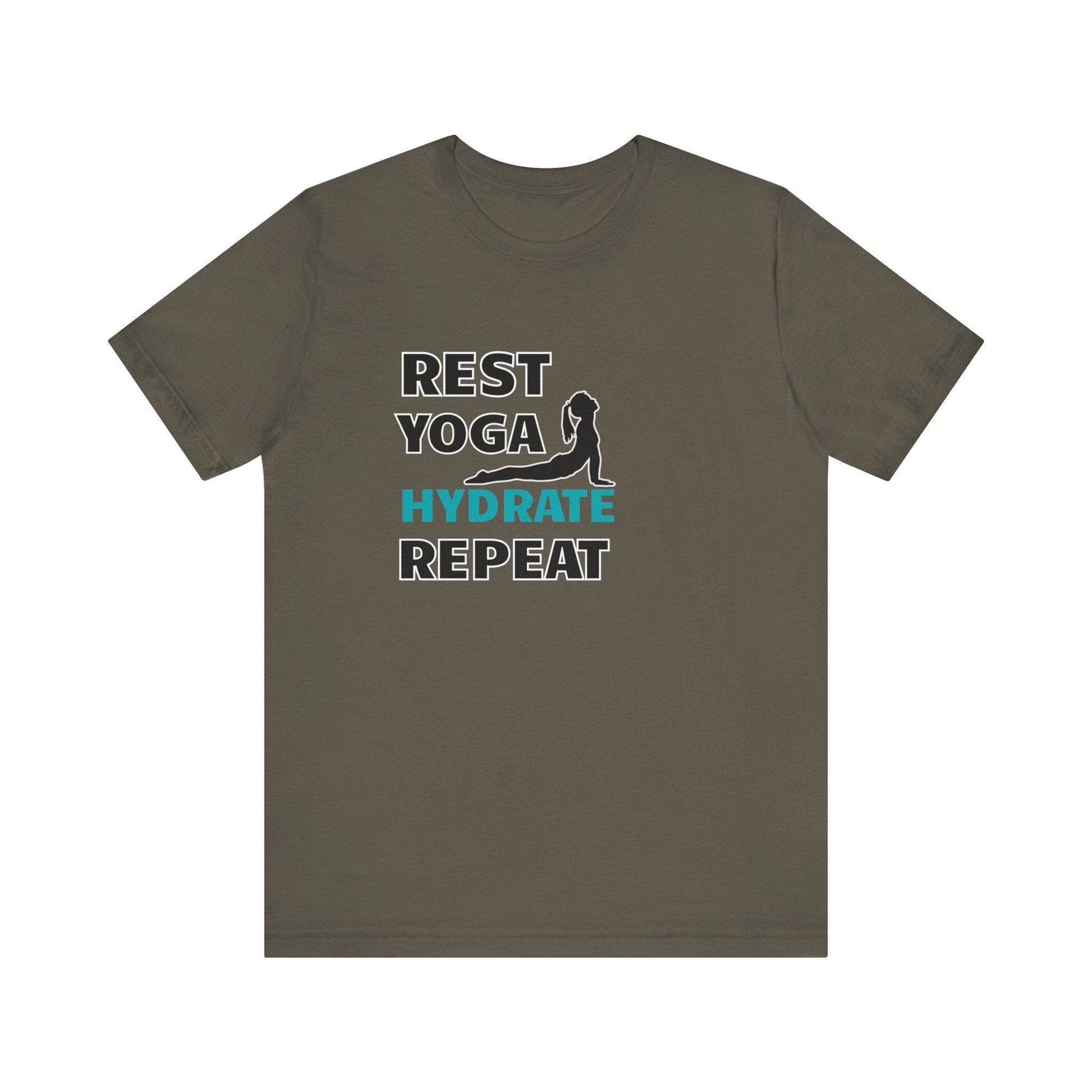 Rest, Yoga, Hydrate, Repeat T-Shirt - FitLife - WellnessOasis