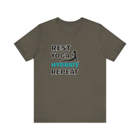 Rest, Yoga, Hydrate, Repeat T-Shirt - FitLife - WellnessOasis