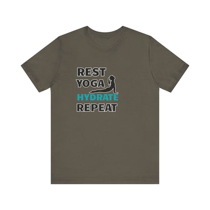 Rest, Yoga, Hydrate, Repeat T-Shirt - FitLife - WellnessOasis