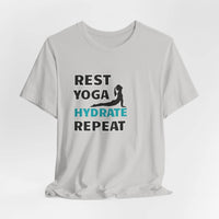 Rest, Yoga, Hydrate, Repeat T-Shirt - FitLife - WellnessOasis