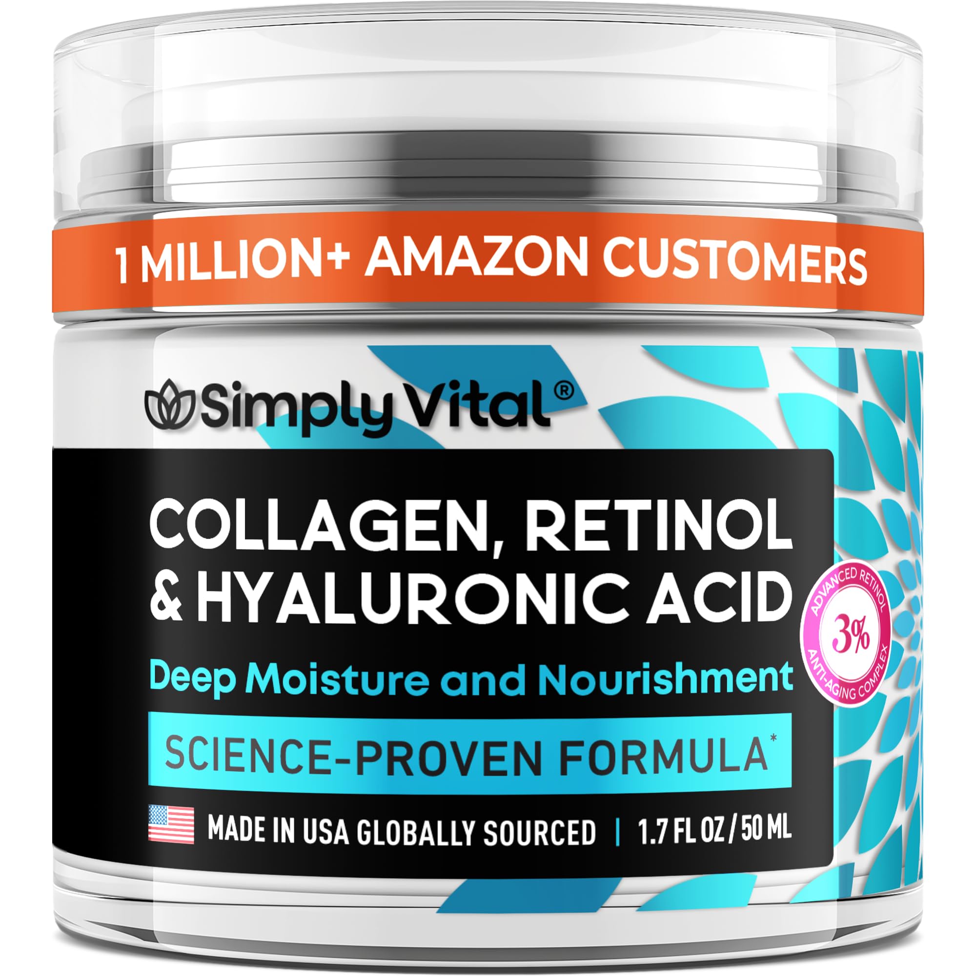 SimplyVital Collagen Retinol & Hyaluronic Acid Cream – 1.7oz