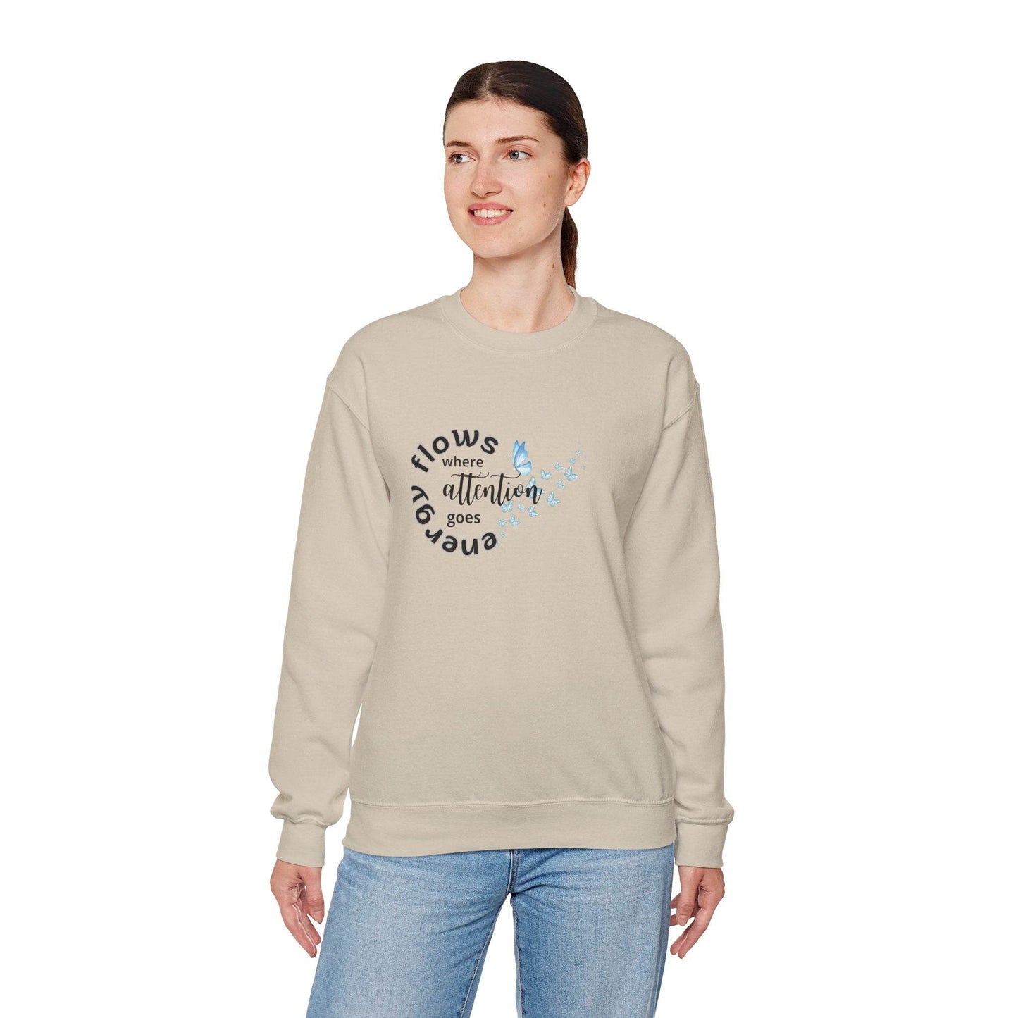 Sweatshirt Energy Flows Where Attention Goes - FitLife - WellnessOasis