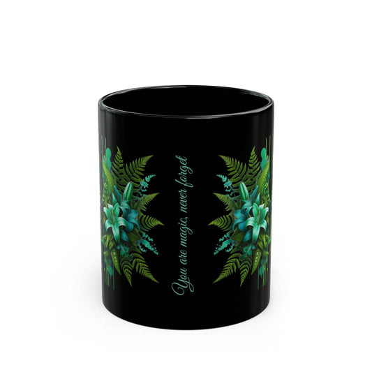 Tropical Ferns Inspirational Black Mug - FitLife - WellnessOasis