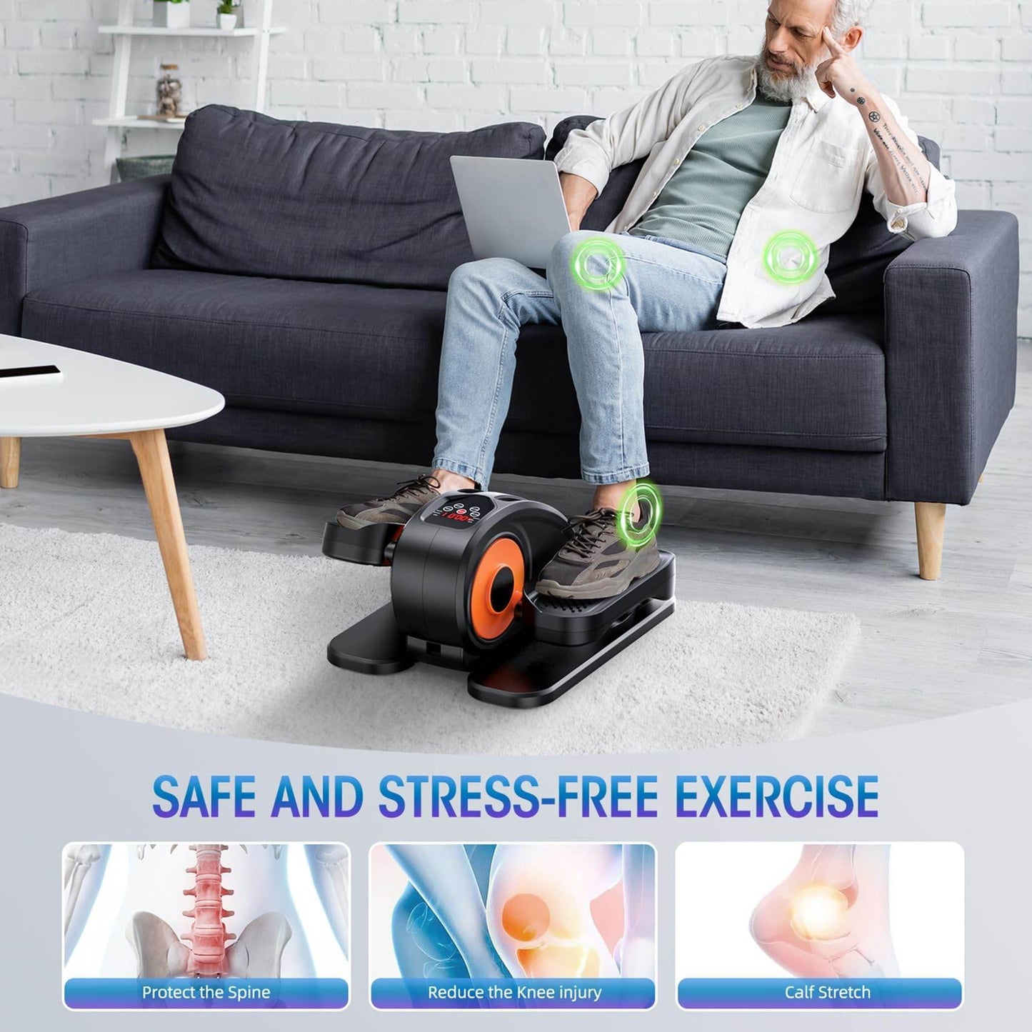 Under Desk Elliptical Machine, Ellipse Leg Exerciser for Seniors Fully Assembled, Quiet & Portable Electric Seated Pedal Exerciser with Remote Control & 12 Adjustable Speeds - FitLife - WellnessOasis