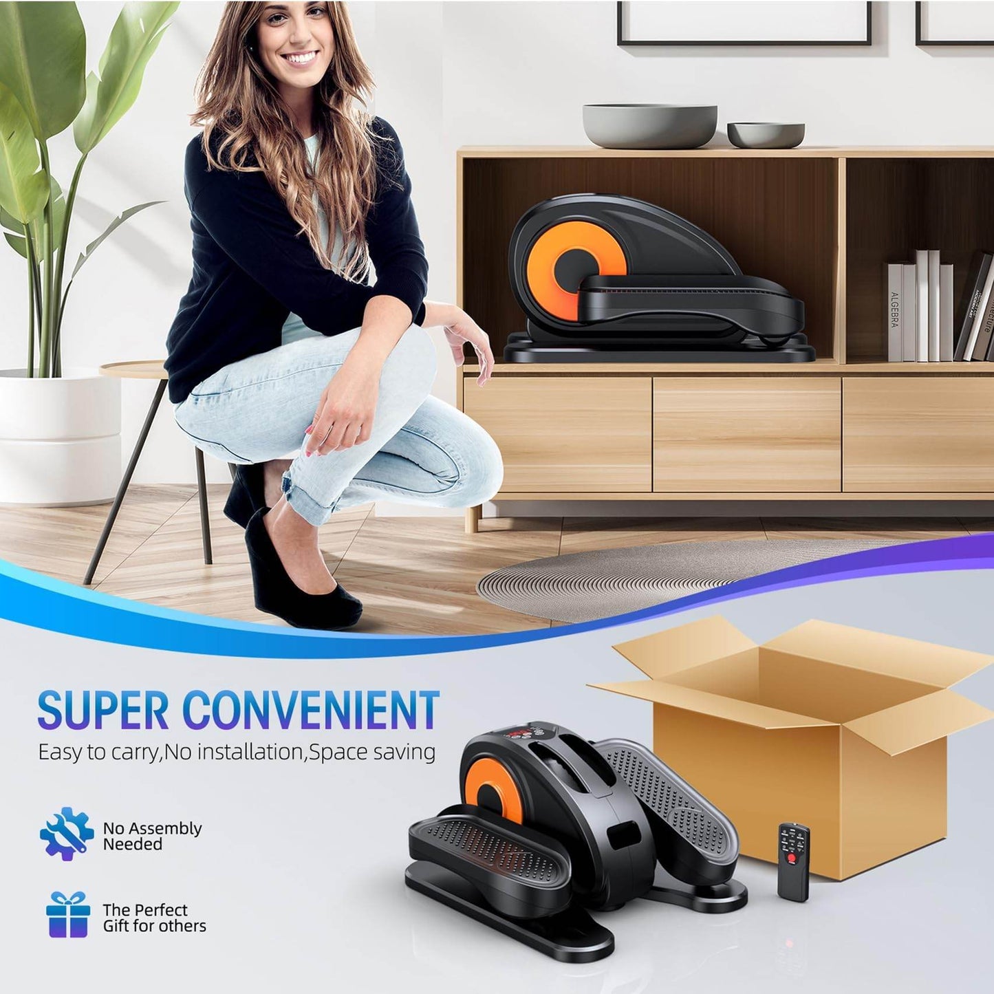 Under Desk Elliptical Machine, Ellipse Leg Exerciser for Seniors Fully Assembled, Quiet & Portable Electric Seated Pedal Exerciser with Remote Control & 12 Adjustable Speeds - FitLife - WellnessOasis