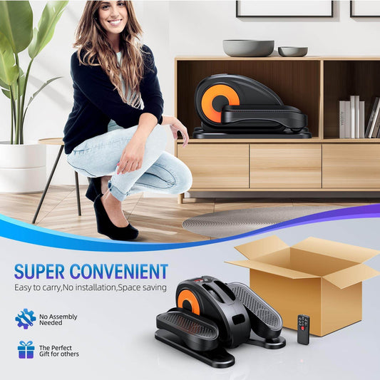 Under Desk Elliptical Machine, Ellipse Leg Exerciser for Seniors Fully Assembled, Quiet & Portable Electric Seated Pedal Exerciser with Remote Control & 12 Adjustable Speeds - FitLife - WellnessOasis
