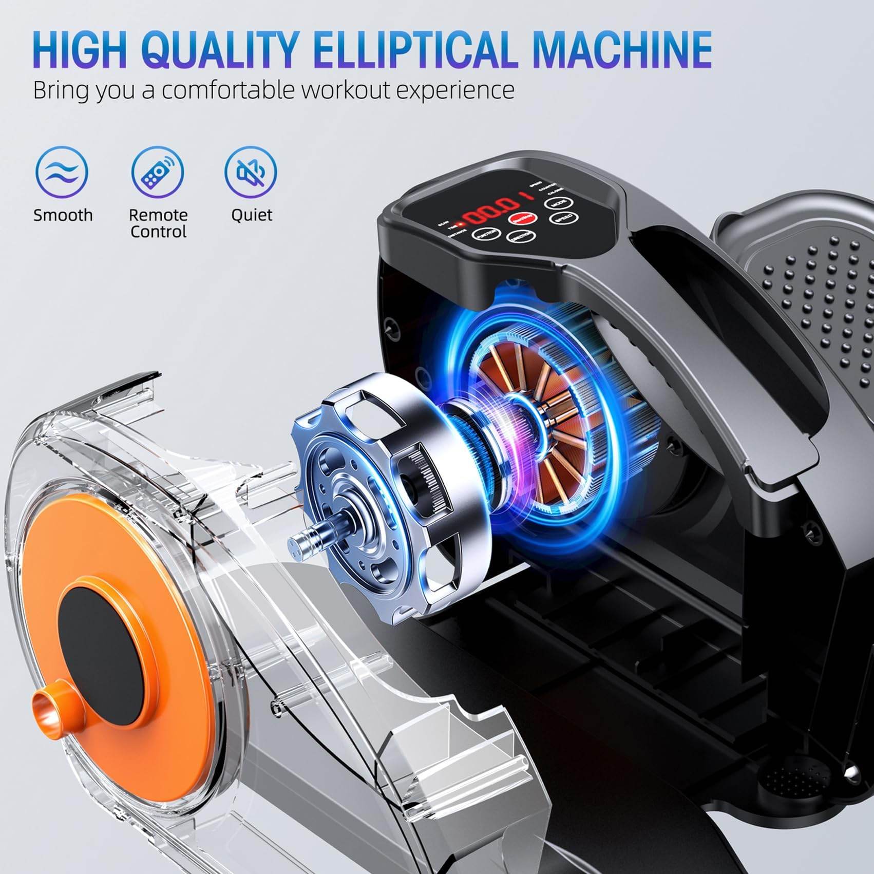 Under Desk Elliptical Machine, Ellipse Leg Exerciser for Seniors Fully Assembled, Quiet & Portable Electric Seated Pedal Exerciser with Remote Control & 12 Adjustable Speeds - FitLife - WellnessOasis