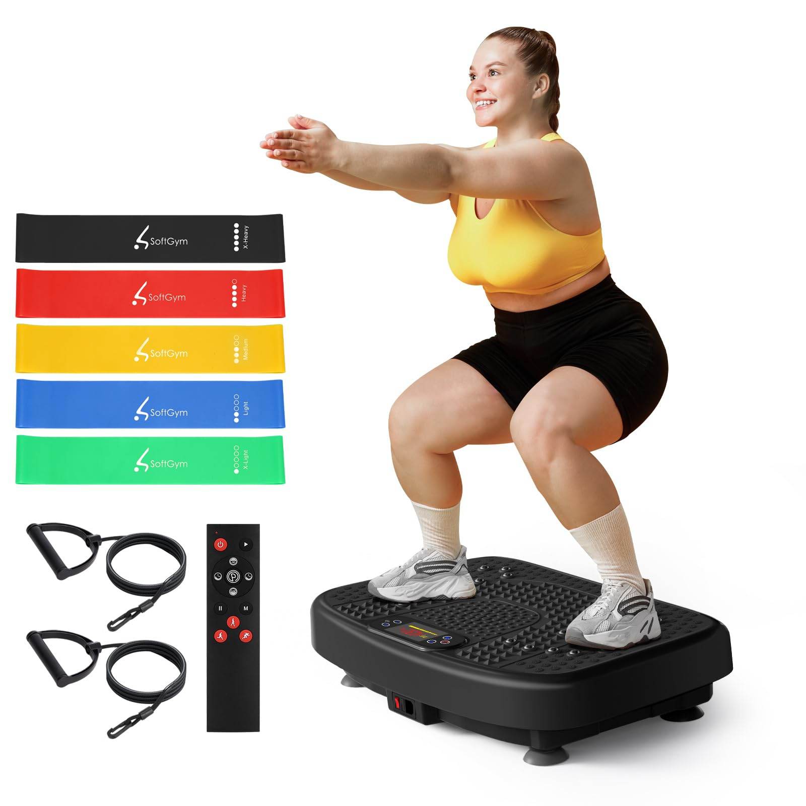 Vibration Plate Exercise Machine for Lymphatic Drainage Weight Loss,SoftGym Power Vibration Plate 300 - 400 Lbs Capacity Full Whole Body Workout Vibration Platform,Waver Vibration Plate for Home Fitness - FitLife - WellnessOasis