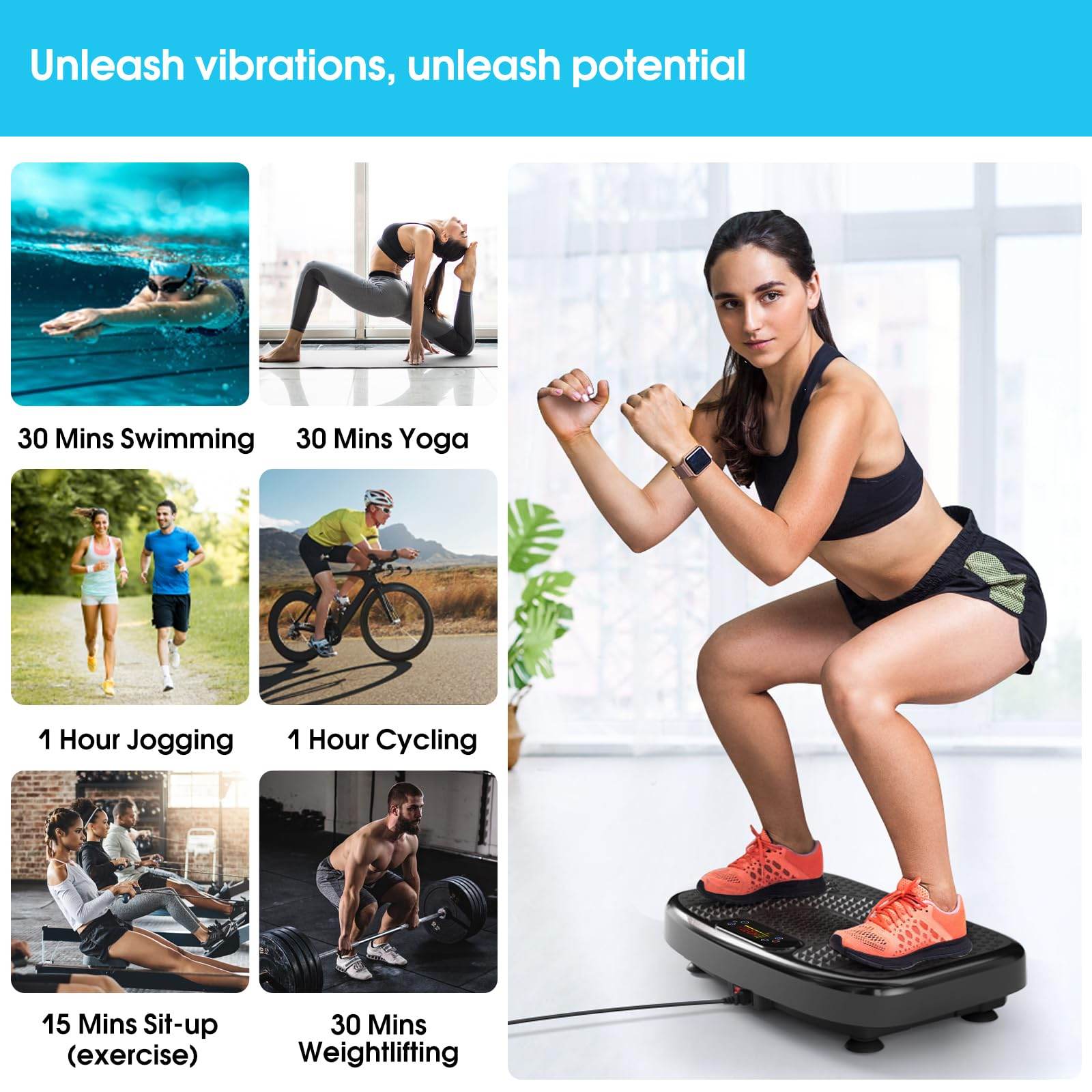 Vibration Plate Exercise Machine for Lymphatic Drainage Weight Loss,SoftGym Power Vibration Plate 300 - 400 Lbs Capacity Full Whole Body Workout Vibration Platform,Waver Vibration Plate for Home Fitness - FitLife - WellnessOasis