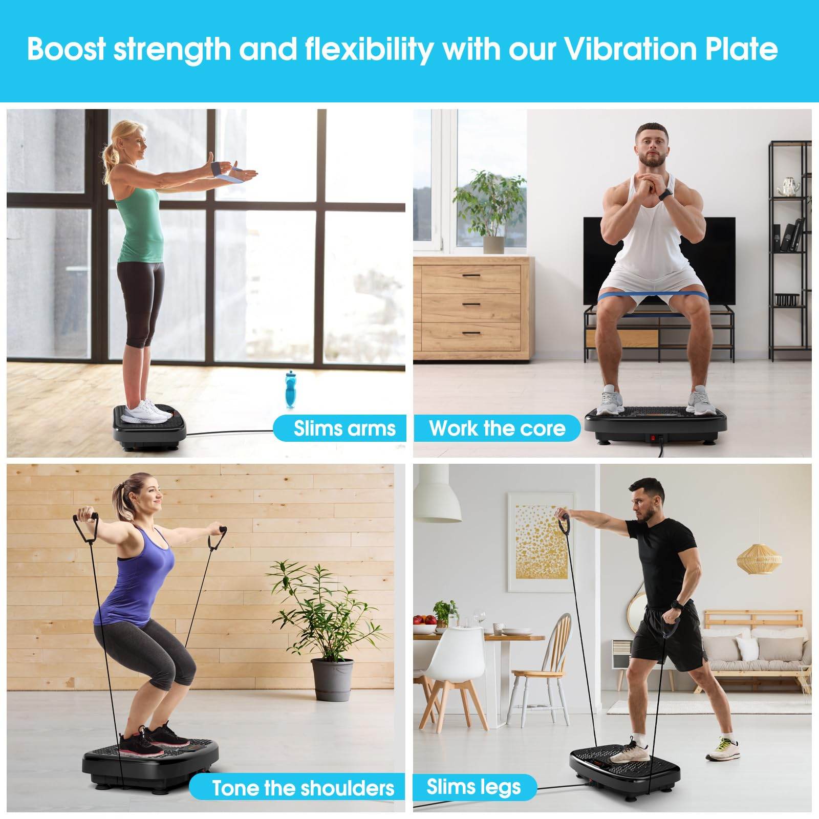 Vibration Plate Exercise Machine for Lymphatic Drainage Weight Loss,SoftGym Power Vibration Plate 300 - 400 Lbs Capacity Full Whole Body Workout Vibration Platform,Waver Vibration Plate for Home Fitness - FitLife - WellnessOasis