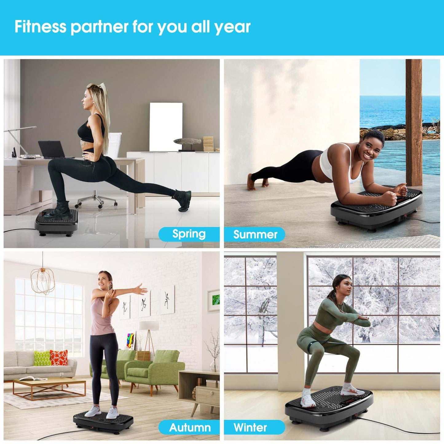 Vibration Plate Exercise Machine for Lymphatic Drainage Weight Loss,SoftGym Power Vibration Plate 300 - 400 Lbs Capacity Full Whole Body Workout Vibration Platform,Waver Vibration Plate for Home Fitness - FitLife - WellnessOasis