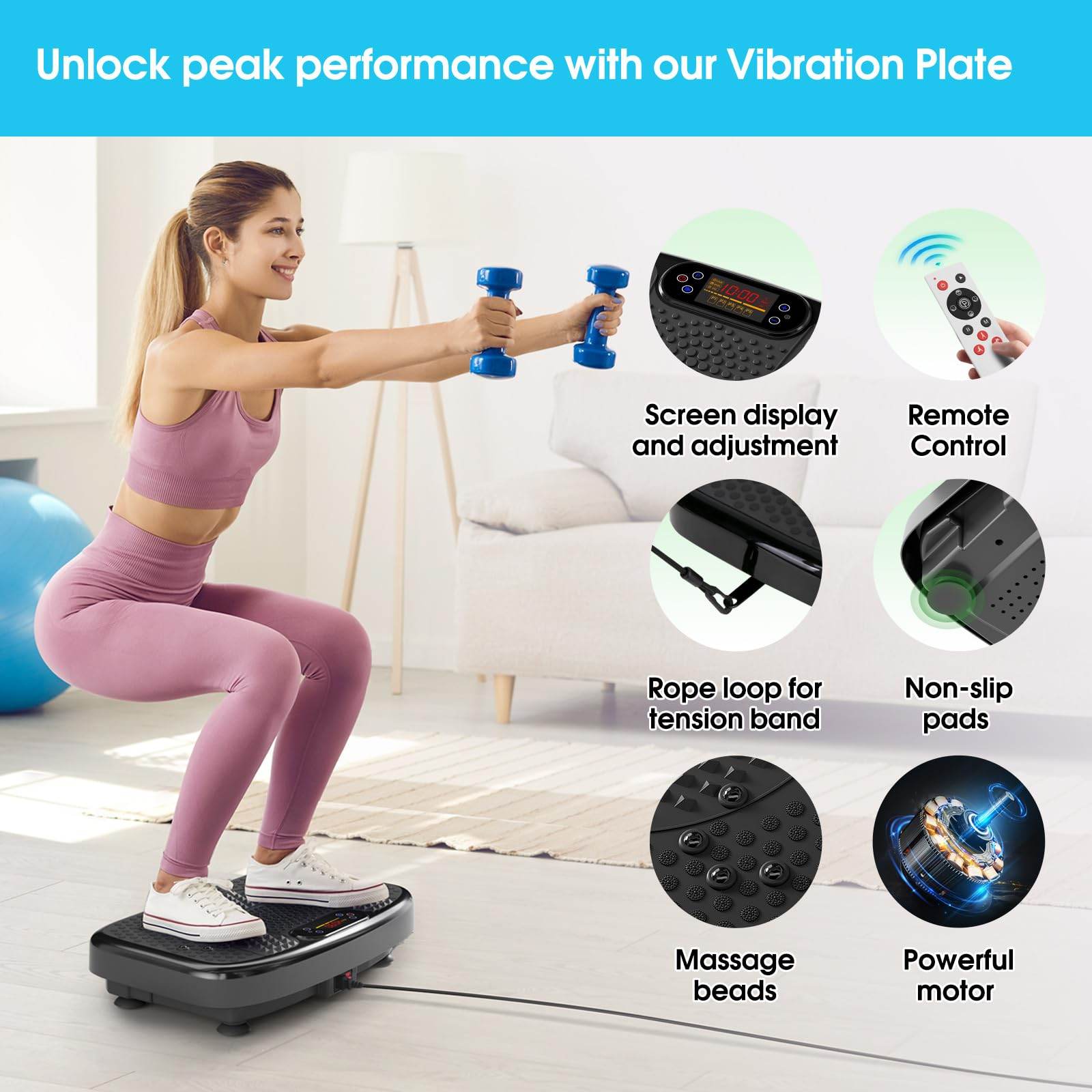 Vibration Plate Exercise Machine for Lymphatic Drainage Weight Loss,SoftGym Power Vibration Plate 300 - 400 Lbs Capacity Full Whole Body Workout Vibration Platform,Waver Vibration Plate for Home Fitness - FitLife - WellnessOasis