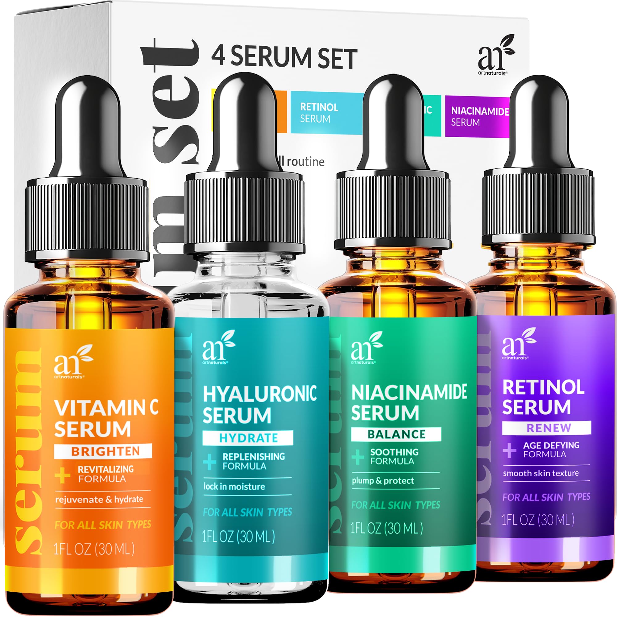 Vitamin C Serum Skin Care Set – Retinol, Hyaluronic & 4-Piece Kit