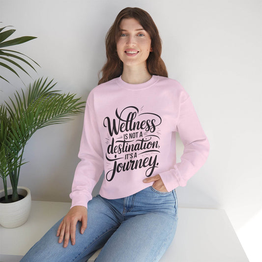 Wellness Is a Journey Crewneck – Motivational Self - Care Sweatshirt - FitLife - WellnessOasis
