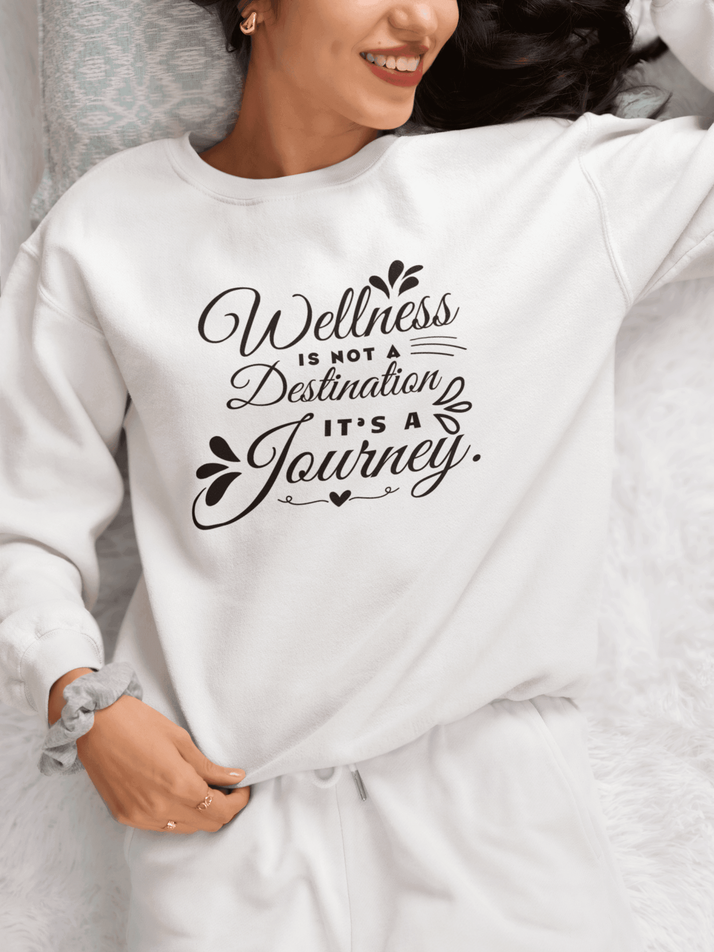 Wellness Is a Journey Crewneck – Motivational Self - Care Sweatshirt - FitLife - WellnessOasis