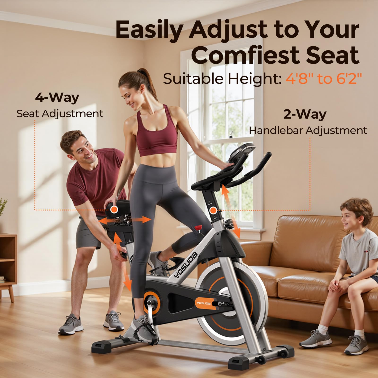YOSUDA Exercise Bike – Brake Pad Stationary Bike for Home & App - FitLife - WellnessOasis